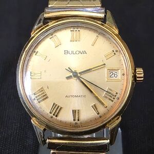 VTG Bulova N5 Stellar Golden Roman Men's 32mm Automatic 10Kt GF 17J Watch Runs